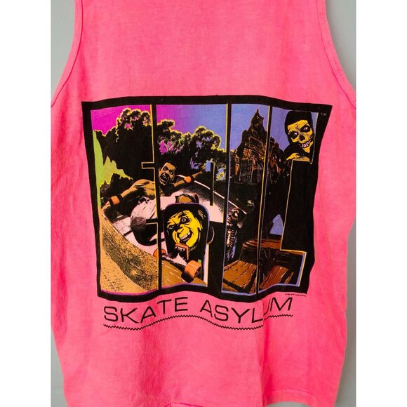 Vintage Skate Asylum Neon Tank Top, Size L, 1989 Epic Surf & Skate, 80s Skater - Picture 5 of 9